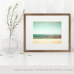 Mint Green Wall Art Ocean Print Beach Artwork, Coastal Cottage Decor, Pastel Beach Print, Beach House Gift, Sea Horizon Photo image 5