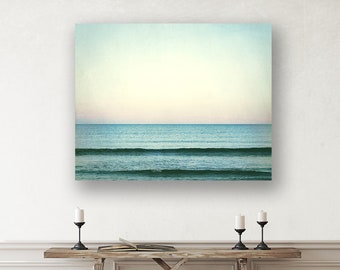 Ocean Canvas Art - Beach Artwork, Modern Coastal Decor, Wave Print, Teal Artwork, Mint Wall Decor, Minimal Wall Art, Sea Decor
