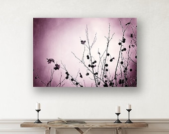 Purple Canvas Wall Art - Plum Wall Hanging, Botanical Art, Nature Photography Prints, Living Room Wall Decor, Bedroom Art, Dark Purple Black