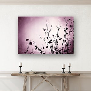 Purple Canvas Wall Art Plum Wall Hanging, Botanical Art, Nature Photography Prints, Living Room Wall Decor, Bedroom Art, Dark Purple Black image 1