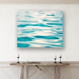 Ocean Water Print, Beach Abstract Wall Art Canvas - Wave Print, Aqua Wall Art, Modern Coastal Decor, Beach Photography, Blue White Ripples