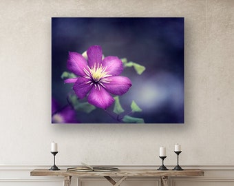 Indigo Art Print Large Canvas - Purple Flower Picture, Navy Blue Wall Art, Photography Nature, Bedroom Decor Women, Botanical Photo Violet