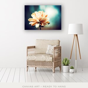 Teal Artwork Canvas Prints Modern Rustic Decor, Dark Aqua Wall Art, Botanical Photo, Turquoise Wall Art, Photography Nature, Beige, Orange image 3