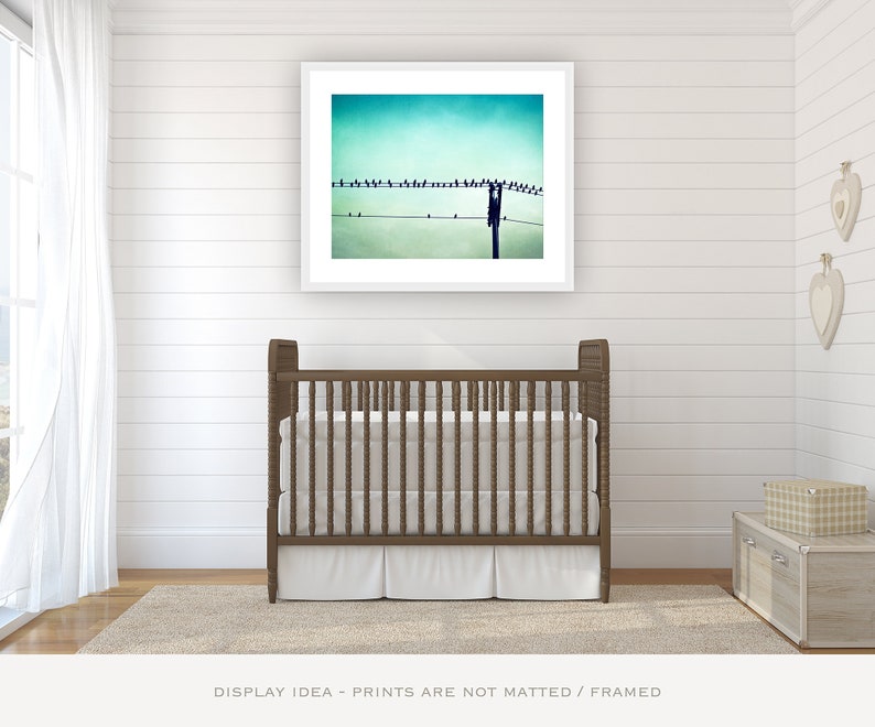 Over the Crib Decor Large Nursery Wall Art Teal Artwork Etsy