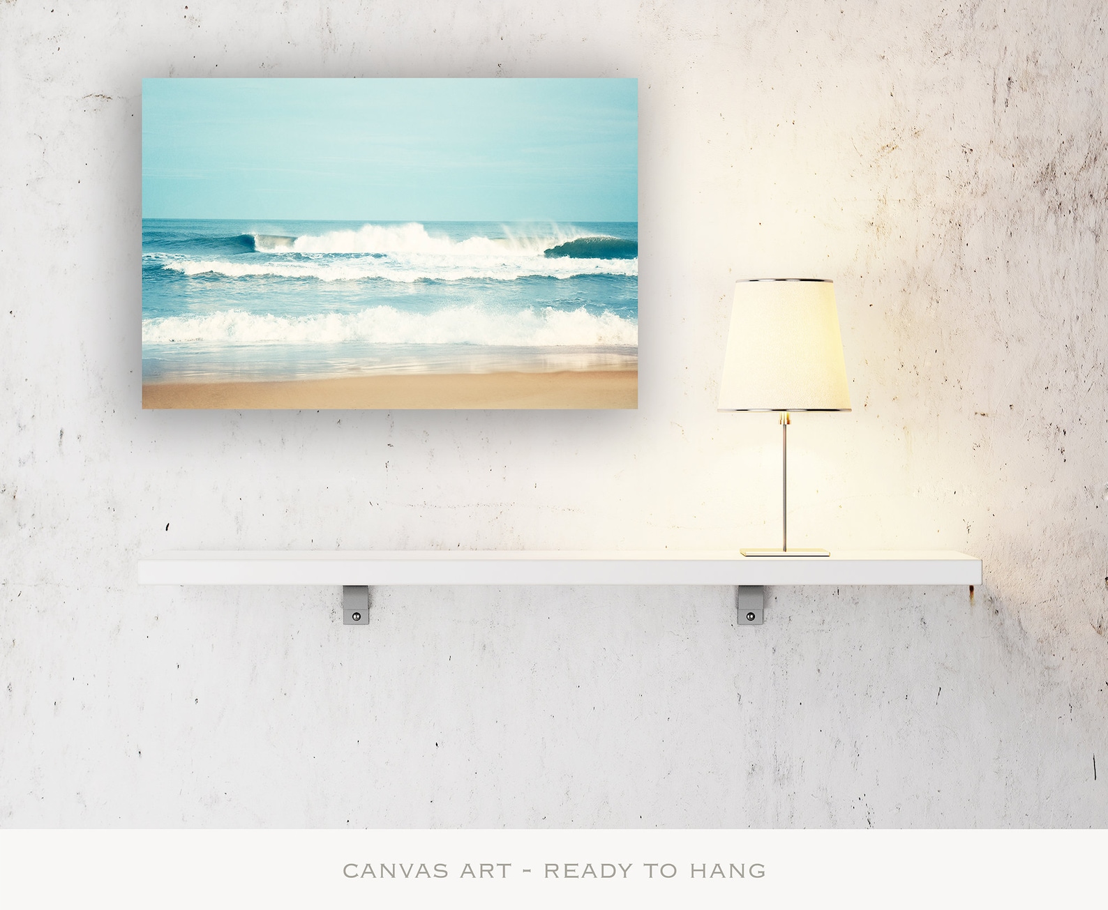 Large Ocean Canvas Seascape Wall Art Sea Blue Waves Beach Etsy