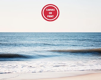 Calming Ocean Wall Art Photography Print or Canvas, Blue Wall Art, Large Serene Minimal Beach Photo, Dreamy Coastal Seascape Picture
