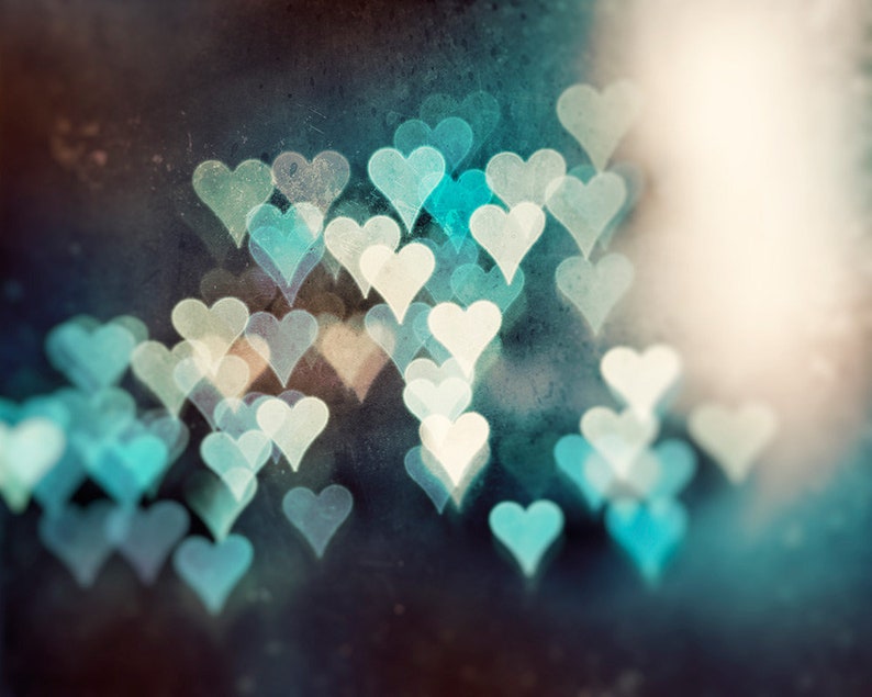 Sparkle Photography Set, bokeh abstract dark brown teal aqua turquoise blue grey gray pink peach hearts sparkly photo circle wall art prints image 5