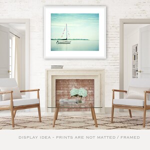 Sailboat Print, Sailing Photo, Nautical Nursery, Coastal Artwork, Beach Decor Wall Art, Light Blue Prints, Office Wall Art Beach House Decor image 3