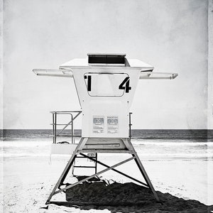 San Diego Photography California Art - Lifeguard Tower Print, Beach Home Decor, Black White Print, Coastal Artwork, Vertical Wall Art