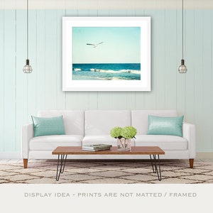 Seashore Photography beach house decor seagull bird blue aqua sea coastal wall art print nautical 11x14, 8x10 Photograph, Sea Breeze image 5