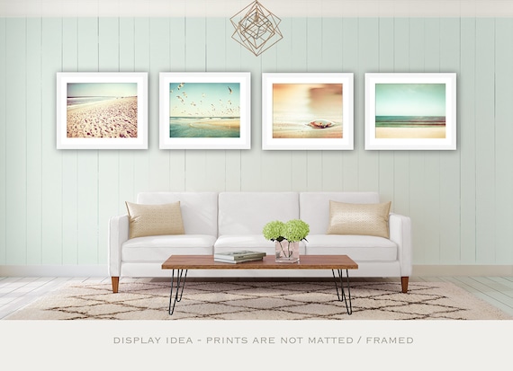 Coastal Wall Art Set of Four Prints Beach Art Set, 4 Piece Wall Art  Groupings, Gallery Wall Set, Mint Green Print, Above Couch Wall Decor -   Norway