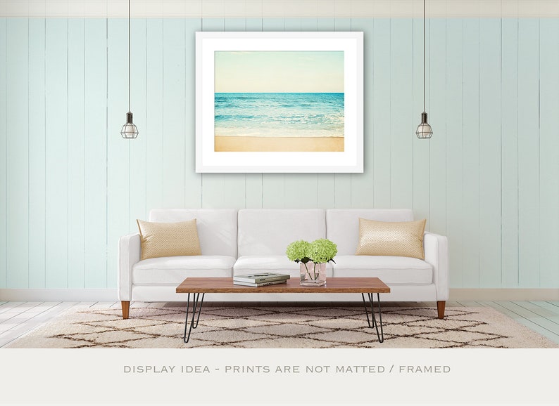 Ocean Wall Art Photography Print or Canvas, Aqua Blue Cream, Calming Beach Wall Art, Horizontal Picture, Large 24x36 Photograph Bedroom Art zdjęcie 5