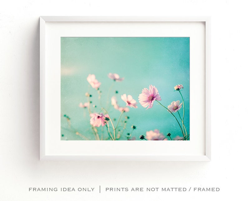 Flower Photography aqua blue pink wall art floral photo pastel decor pale spring nature print white teal 8x10 Photograph, Beauty Upon Us image 3