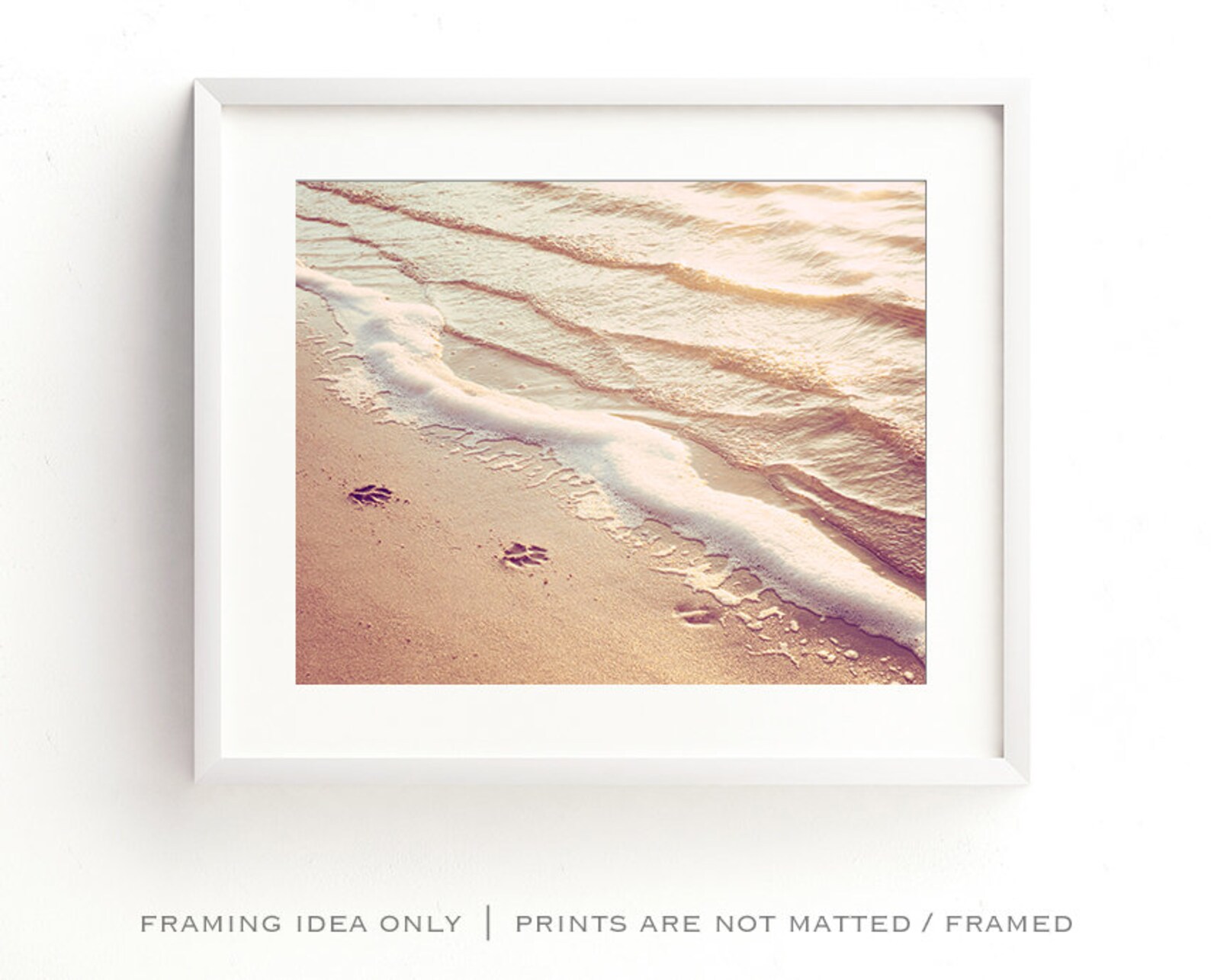 Dog Beach Art Paw Prints Decor Dog Lover Gift Coastal Wall Etsy