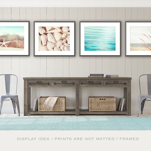 Beach Photography Set Four Photographs beach print set seashore aqua blue cream white beige beach bathroom decor sea shore photo wall art image 8