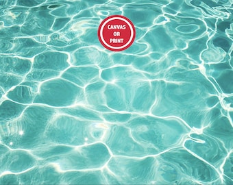Pool Water Photography Print, Ocean Ripples, Aqua Blue Turquoise, Summer Sea Ripples, Caribbean Water, Large Canvas Wall Art, Living Room