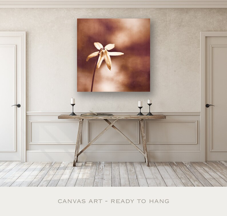 Rust Art Print Modern Rustic Decor Nature Canvas Print, Copper Wall Art, Square Botanical Photo, Minimal Brown Living Room Art image 1