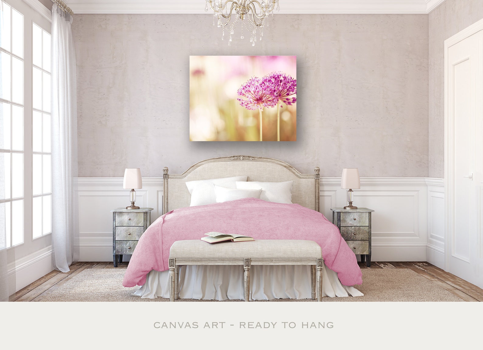 Light Pink Wall Art Large Canvas Girly Wall Art Flower Etsy