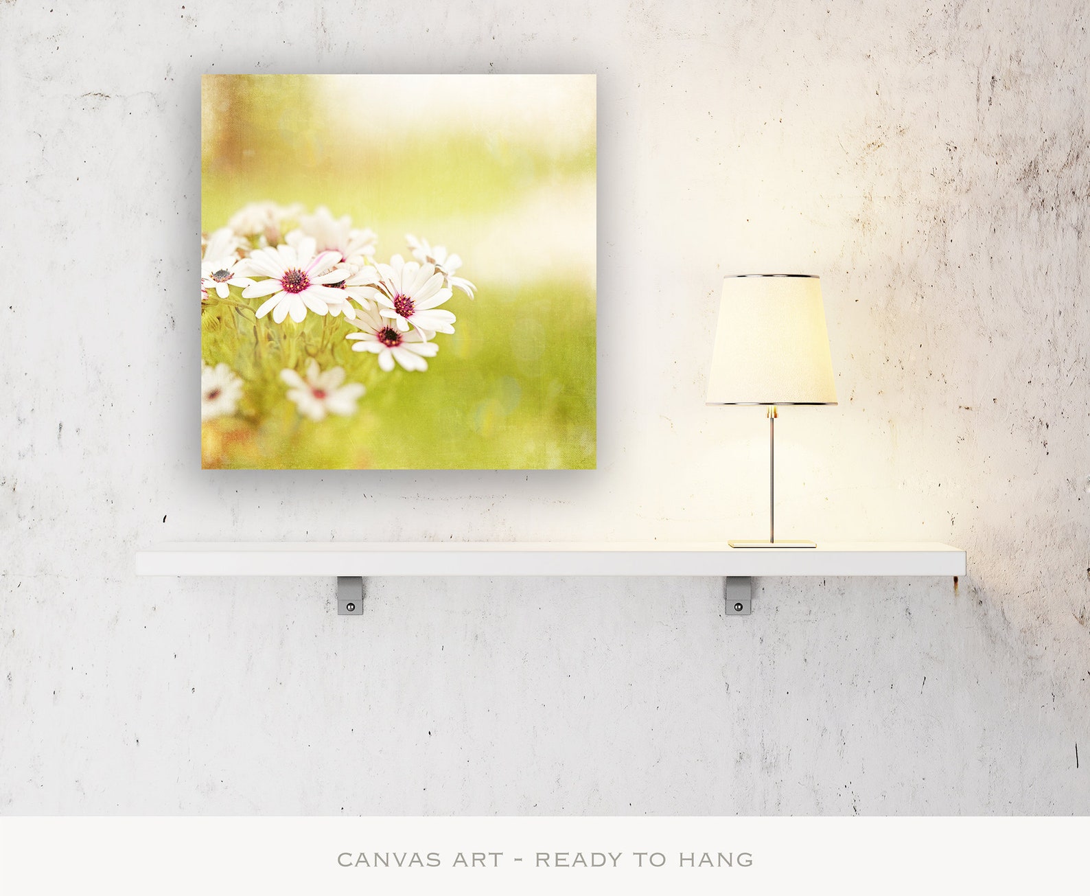 Flower Art Large Canvas Yellow Wall Art Daisy Wall Art Etsy
