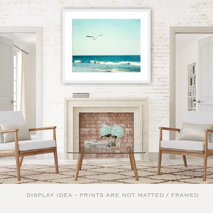 Seashore Photography beach house decor seagull bird blue aqua sea coastal wall art print nautical 11x14, 8x10 Photograph, Sea Breeze image 4