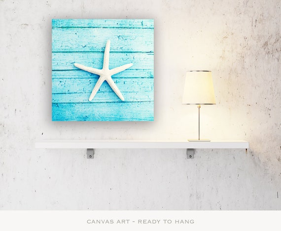 Starfish Wall Decor Canvas Prints Aqua Wall Art Beach Etsy