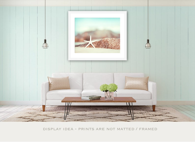 Seashore Photography starfish beach photography star fish coastal wall art aqua blue ocean white 11x14, 8x10 Photograph, Lucky Star image 5