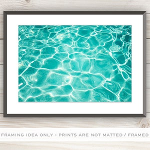 Pool Water Photography, turquoise ocean art print, aqua blue water ripples photo, beach summer sea picture, bathroom wall art, Poolside image 5