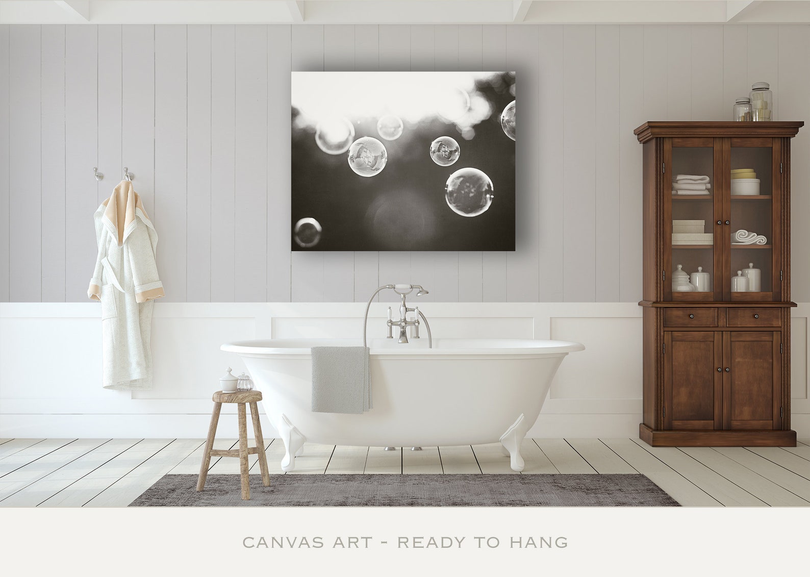 Bathroom Canvas Print Art soap bubbles black white wall art Etsy