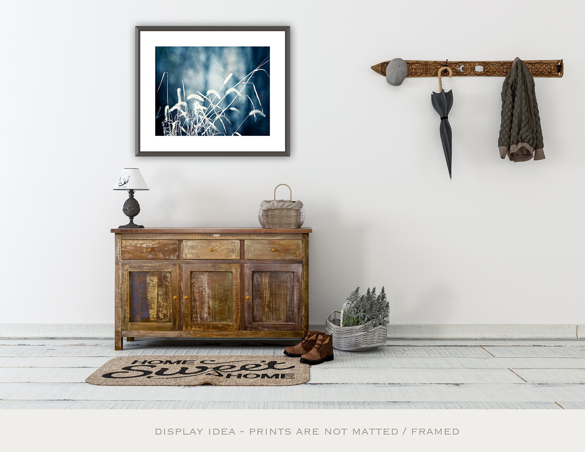 Navy Blue Wall Art Rustic Country Home Decor Modern Etsy