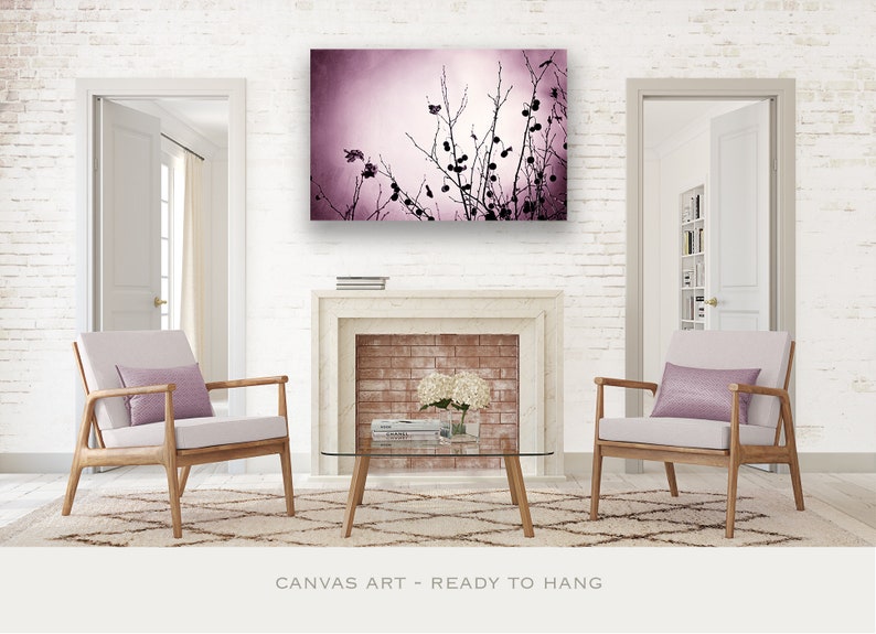 Purple Canvas Wall Art Plum Wall Hanging, Botanical Art, Nature Photography Prints, Living Room Wall Decor, Bedroom Art, Dark Purple Black image 3