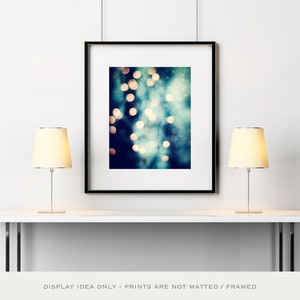 Bokeh Photography dark navy blue gold lights sparkly beige sparkle wall print black circle cream, 8x10 Photograph, Let Your Light Shine image 6