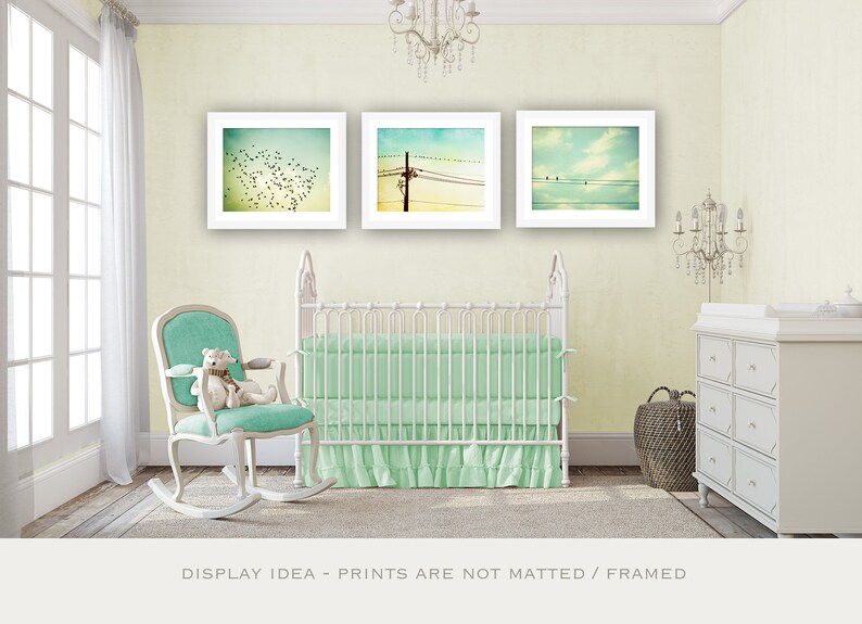 Over the Crib Decor Mint Nursery Decor Set of Three Wall Etsy