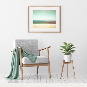 Mint Green Wall Art Ocean Print Beach Artwork, Coastal Cottage Decor, Pastel Beach Print, Beach House Gift, Sea Horizon Photo image 4