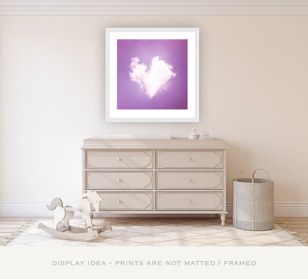Purple Nursery Wall Art Heart Print Girls Bedroom Decor Etsy