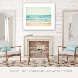 Ocean Wall Art Photography Print or Canvas, Aqua Blue Cream, Calming Beach Wall Art, Horizontal Picture, Large 24x36 Photograph Bedroom Art zdjęcie 4