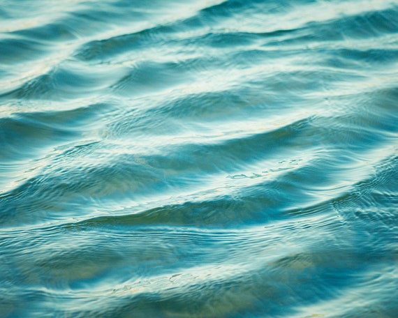 Muted Teal Blue Water Photography Print or Canvas, Ocean Wall Art