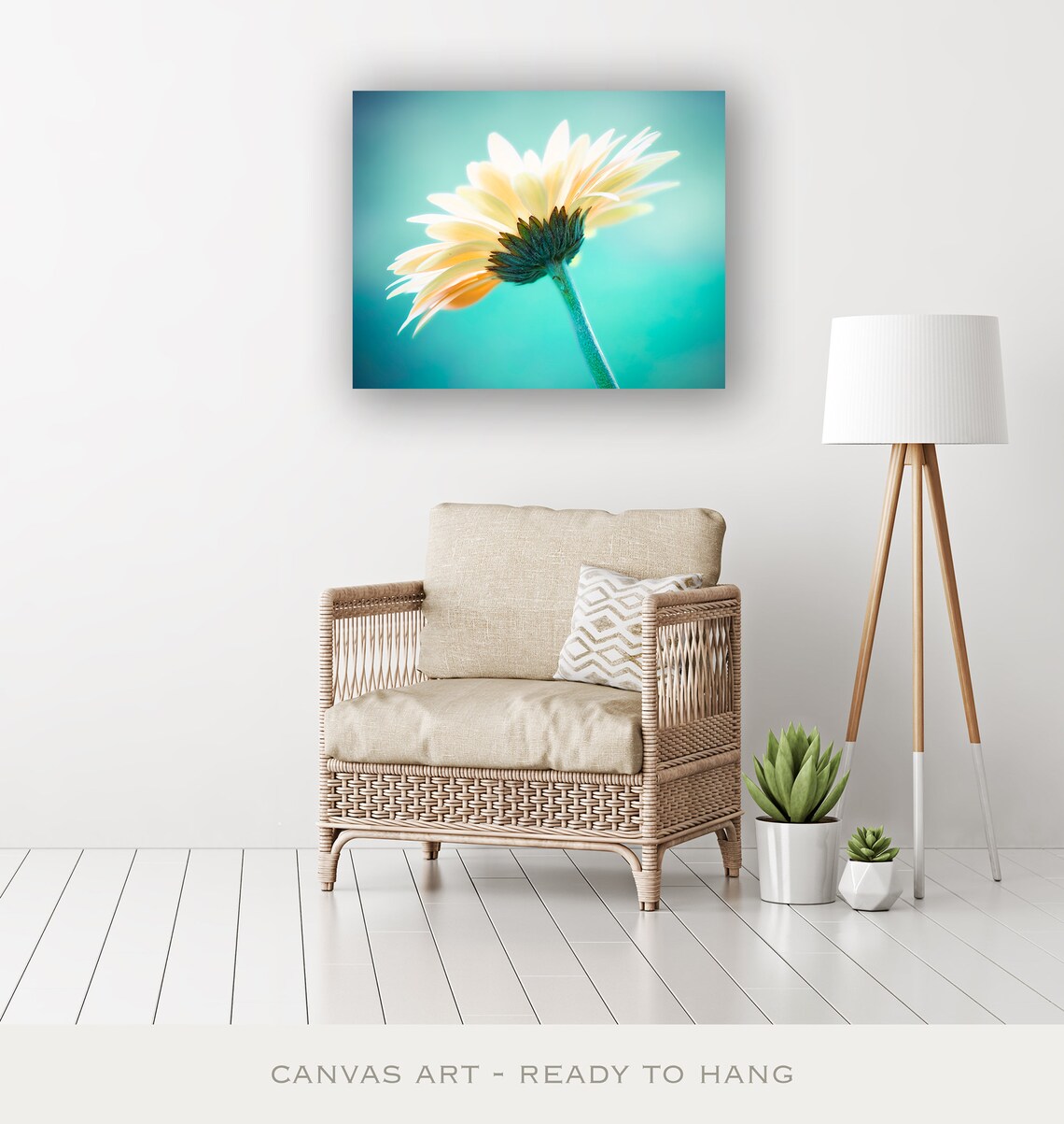 Daisy Wall Art Canvas Flower Photography Aqua Wall Art Etsy