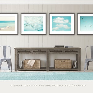 Beach Photography Set aqua blue print ocean seashore coastal wall art seashells clouds water sea photo Four 11x14, 8x10, 5x5 Photograph image 4