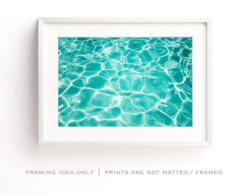 Pool Water Photography, turquoise ocean art print, aqua blue water ripples photo, beach summer sea picture, bathroom wall art, Poolside image 2