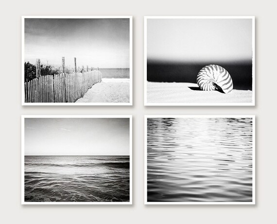 Kusten Schwarz Und Weiss Foto Set Strand Ozean Fotografien 4 Etsy