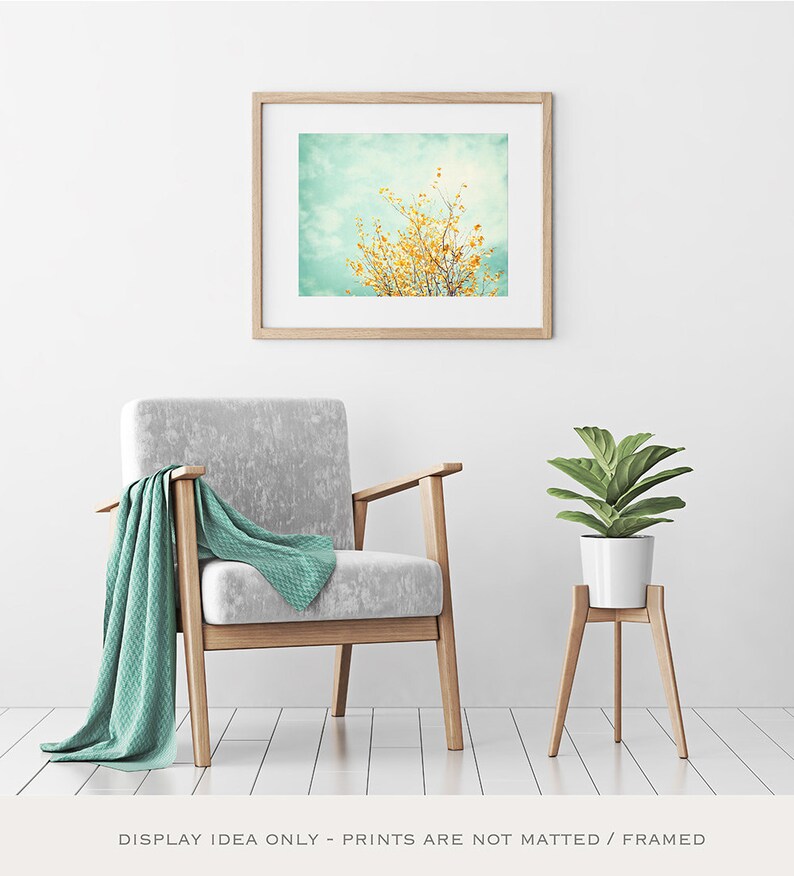 Nature Photo Print Woodland Wall Art Tree Print Yellow & Turquoise Wall Decor Modern Wall Prints Living Room Decor Gentle Whisper image 7