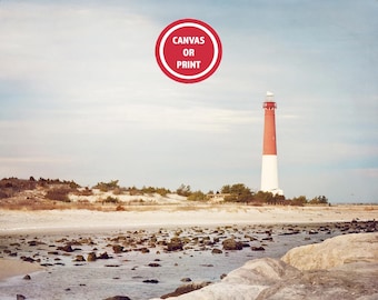 Faro de Barnegat, LBI. Fotografía impresa, Long Beach Island, Nueva Jersey. Arte mural costero o lienzo.