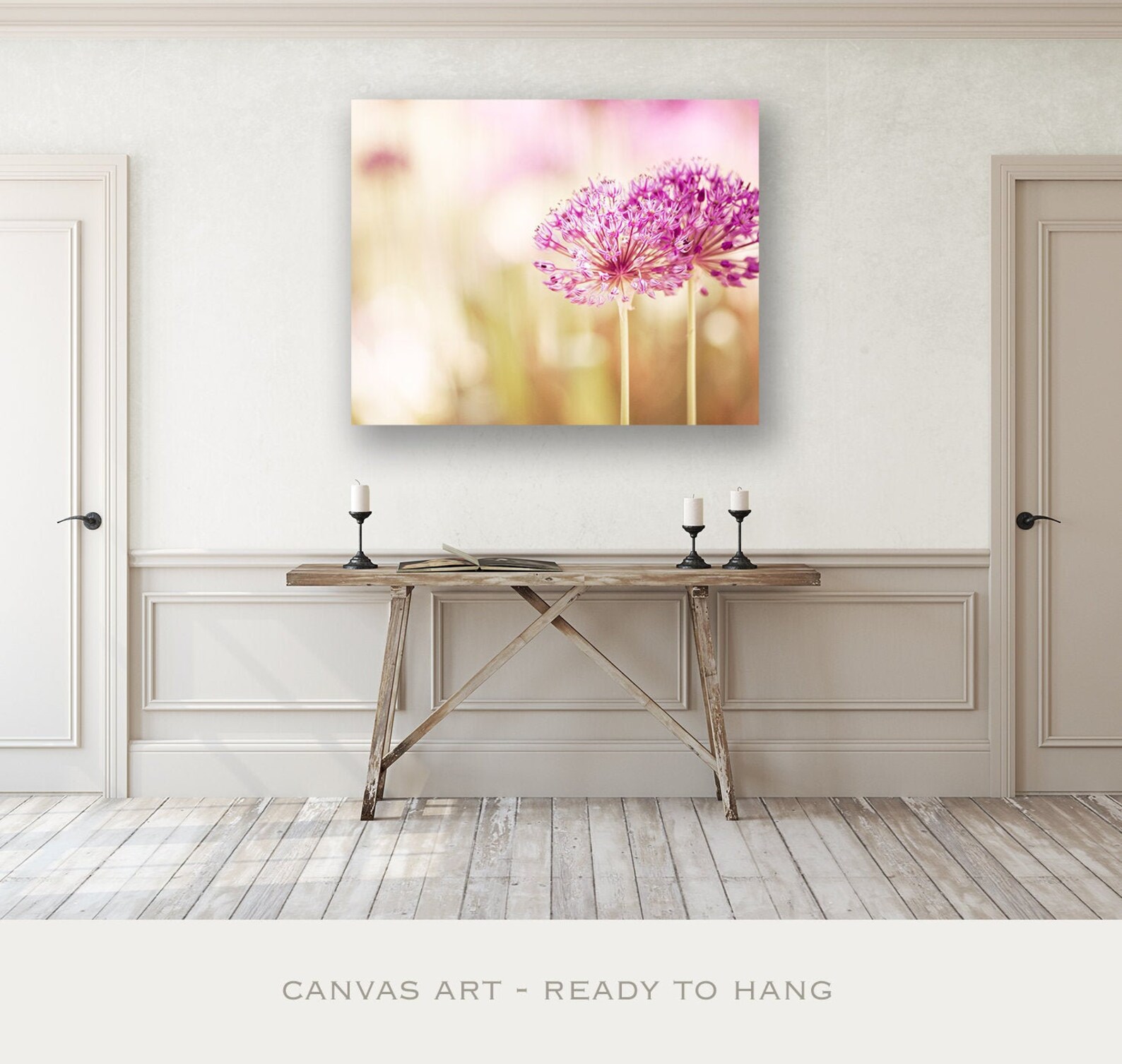 Light Pink Wall Art Large Canvas Girly Wall Art Flower Etsy