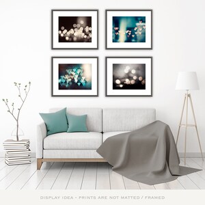 Sparkle Photography Set, bokeh abstract dark brown teal aqua turquoise blue grey gray pink peach hearts sparkly photo circle wall art prints image 6