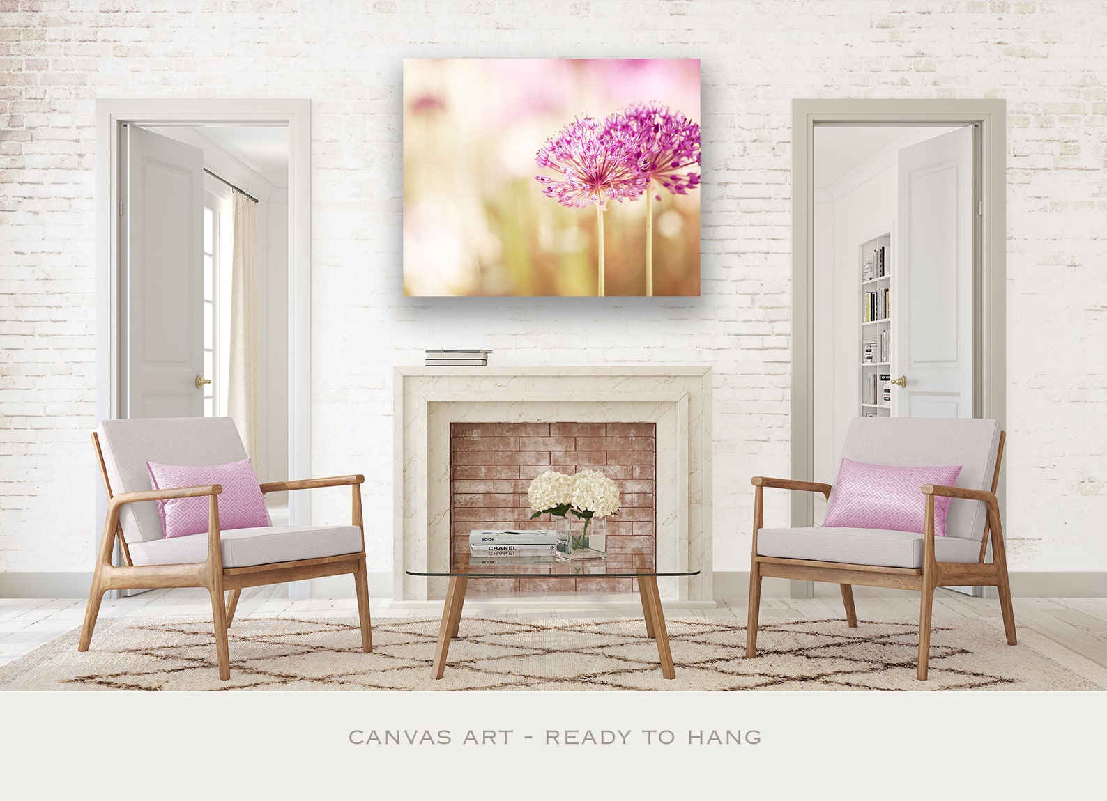 Light Pink Wall Art Large Canvas Girly Wall Art Flower Etsy