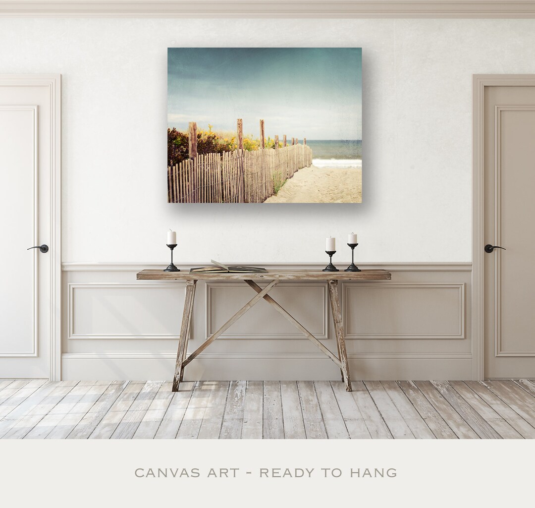 Beach Canvas Wall Art – Dune Fence Coastal Photography - Seaside Decor ...