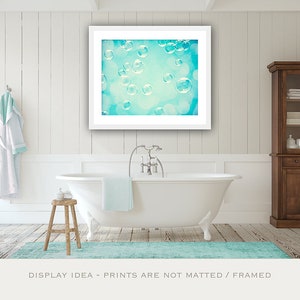 Bathroom Photography, soap bubble laundry photo aqua blue turquoise teal bath decor nursery wall art print, 8x10 Photograph, Scrub-a-Dub image 2