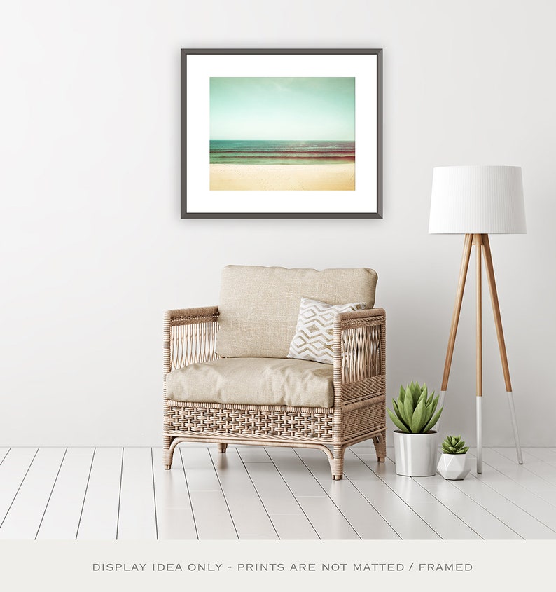 Mint Green Wall Art Ocean Print Beach Artwork, Coastal Cottage Decor, Pastel Beach Print, Beach House Gift, Sea Horizon Photo image 6