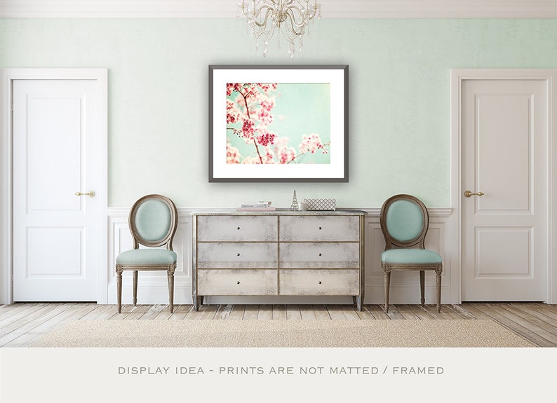 Mint Wall Art Pink Flower Photography Shabby Chic Wall Art Etsy