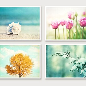 Four Seasons Wall Art Set of Four Prints, Photography Nature, Living Room Decor Prints